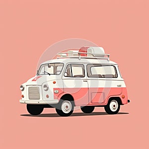 Pink Ambulance In Annibale Carracci Style: Clean And Simple Cinquecento Design photo