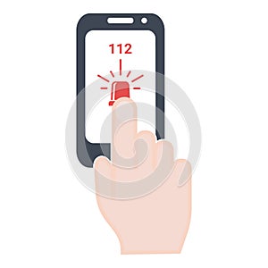 Ambulance, Police, Alarm, Emergency Call 112 Isolated On A White Background. Vector Icon Illustration.
