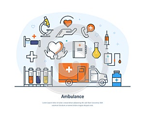 Ambulance, professional medical service, support, urgency help