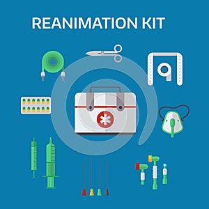 Ambulance reanimation icons vector illustration