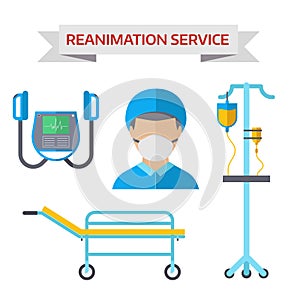 Ambulance reanimation symbols vector illustration