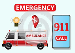 Ambulance service. 911 urgent hospital emergency call