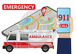 Ambulance service. 911 urgent hospital emergency call
