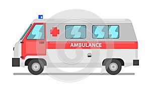 Ambulance service van, emergency medical vehicle vector Illustration on a white background