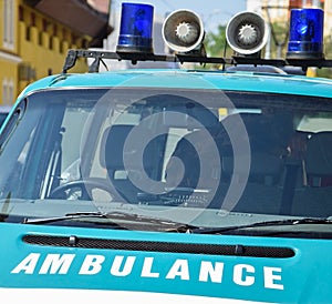 Ambulance with sirens and lights