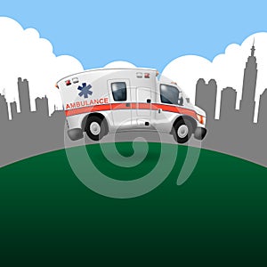 Ambulance speeding ,vector cartoon