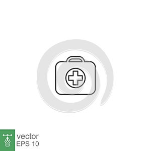 ambulance suitcase icon, line. First aid kit, medical case bag