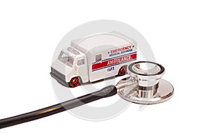 Ambulance toy car and Stethoscope