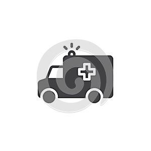 Ambulance truck icon vector, filled flat sign, solid pictogram isolated on white.