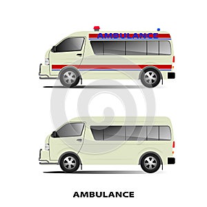 Ambulance van car vector on white back ground,isolated,illustration.