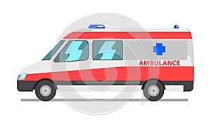 Ambulance van, emergency medical service vehicle vector Illustration on a white background