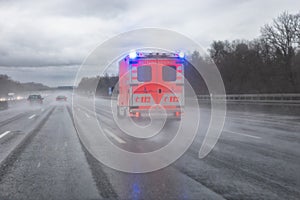 Ambulance van on highway in Germany