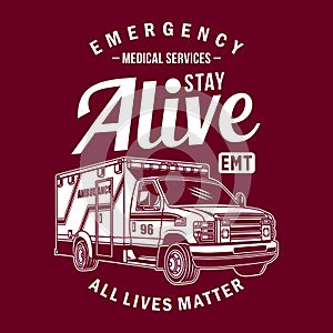 Ambulance Van Vector Graphic, Ambulance Van Graphic T-shirt
