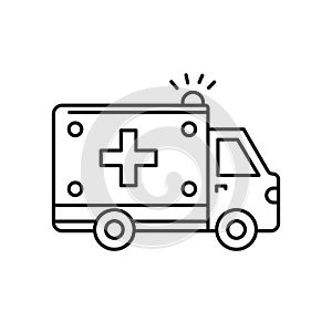 Ambulance vehicle line icon. First aid, emergency service. Urgent medical care concept