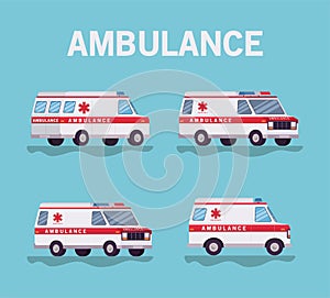 Ambulances paramedic cars side view vector design