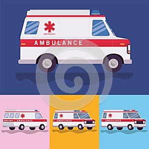 Ambulances paramedic cars side view vector design