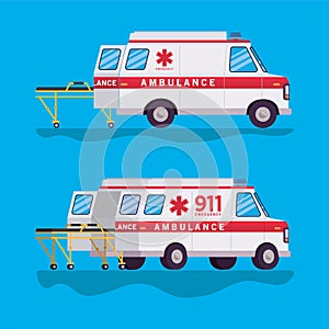 Ambulances and stretchers vector design