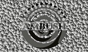Ambush realistic dark emblem with grey bubbles background. Vector Illustration. Detailed.  EPS10
