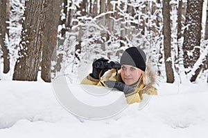 The ambush in winter wood.