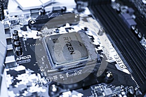 Amd ryzen desktop pc cpu installed on hi tech motherboard,computer components