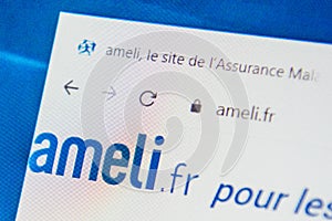 Ameli.fr Web Site. Selective focus.