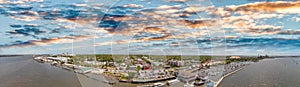 Amelia Islan, Fernandina Beach, Florida. Aerial panoramic view a