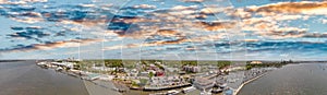 Amelia Islan, Fernandina Beach, Florida. Aerial panoramic view a photo