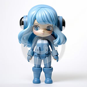 Amelia: Japanese Toy Figure With Blue Hair And Mecha Anime Style