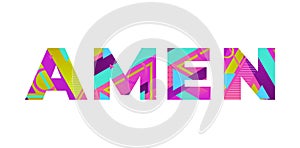 Amen Concept Retro Colorful Word Art Illustration