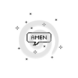 Amen in speech bubble 8 bit pixel art