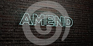 AMEND -Realistic Neon Sign on Brick Wall background - 3D rendered royalty free stock image