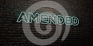 AMENDED -Realistic Neon Sign on Brick Wall background - 3D rendered royalty free stock image