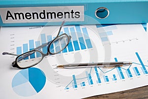 Amendments. Binder data finance report business with graph analysis in office