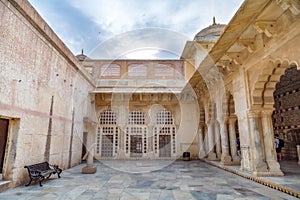 Amer Fort ancient medieval architecture structure at Jaipur, Rajasthan, India