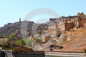 Amer fort landscape, amer town, outskirt Jaipur Rajasthan India