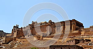 Amer fort landscape, amer town, outskirt Jaipur Rajasthan India