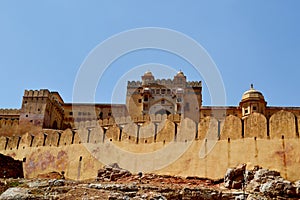 Amer fort landscape, amer town, outskirt Jaipur Rajasthan India