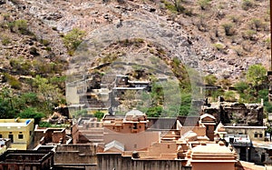 Amer town in the foothills of aravali mountains, outskirt Jaipur Rajasthan India