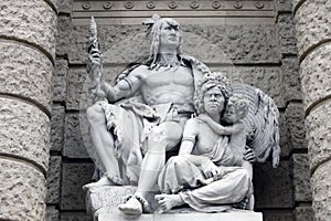 America and Australia, statues depicting personifications of the continents. Naturhistorisches Museum, Vienna