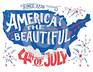 America the beautiful Fourth of July greeting card