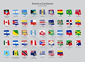 America Continent countries flag icons collection