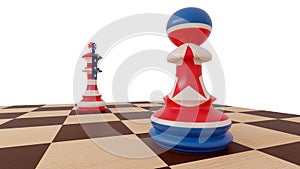 America North Korea conflict. Chess concept. 3d illustration