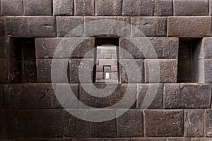 Details of masonry of Coricancha, famous temple in the Inca Empire at Cuzco, Peru photo