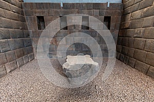 Details of masonry of Coricancha, famous temple in the Inca Empire at Cuzco, Peru photo