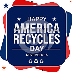America Recycles day wallpaper in patriotic blue color with stars, shapes and text in the center