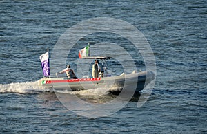 America's cup support team for sailboat Luna Rossa