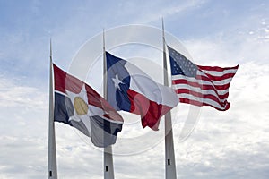 America , Texas state and Dallas flags