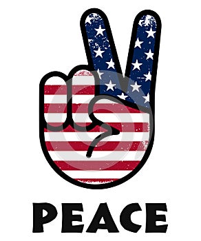 America victory finger, t-shirt graphics, USA Patriotic Peace Sign