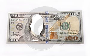 American 100 dollar bill front with no face