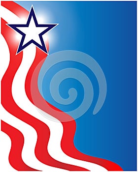 American abstract flag corner wave pattern border background.